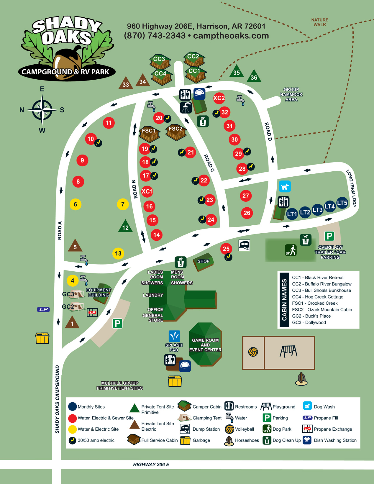 Shady Oaks Site Map